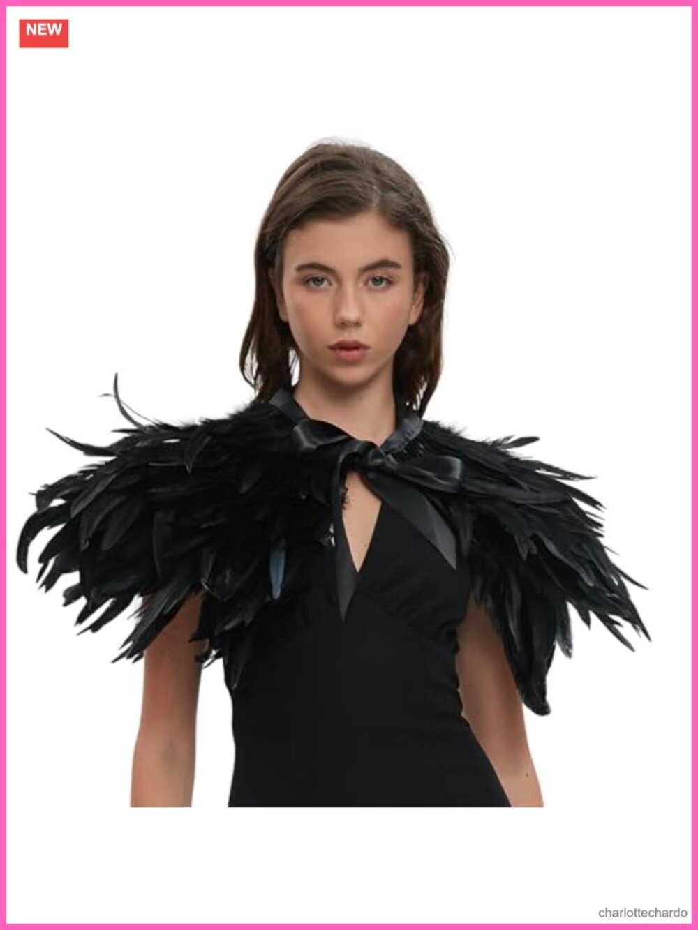 Feather Shawl Cape Gothic Collar Shoulder Wrap Halloween Costume
